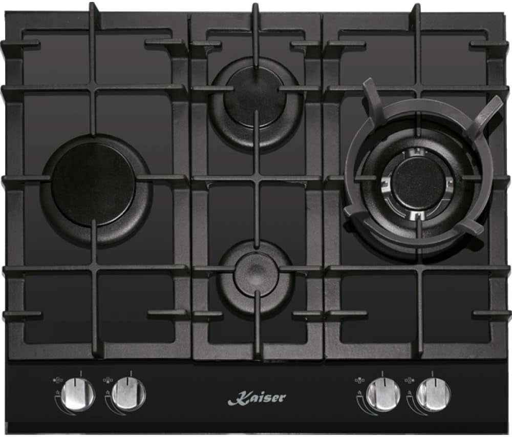 KCG 6394 Turbo, Plaque De Cuisson Au Gaz 60 Cm, Verre Noir Exclusif - Autonome - Plaque De Cuisson - 4 Brûleurs De Haute Qualité -3,8 Kw - Brûleur WOK - Gaz Naturel Et Propane Possible