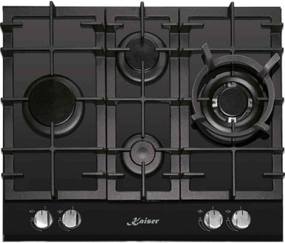 KCG 6394 Turbo, Plaque De Cuisson Au Gaz 60 Cm, Verre Noir Exclusif - Autonome - Plaque De Cuisson - 4 Brûleurs De Haute Qualité -3,8 Kw - Brûleur WOK - Gaz Naturel Et Propane Possible