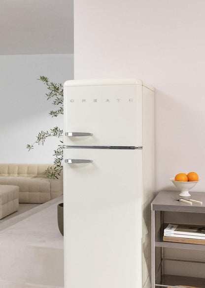 / FRIDGE STYLANCE Top/Réfrigérateur Combiné Blanc Cassé/Style Rétro Vintage, Avec Congélateur, Ouverture 135º, Pratique, Matériaux Résistants, 246L, 55X61,5X166,5Cm
