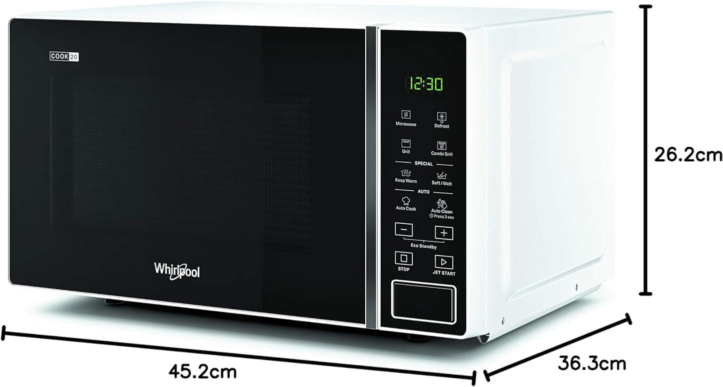 Whirlpool MWP 203 W Four À Micro-Ondes + Grill, 20 Litres, Blanc, Avec Grille Haute