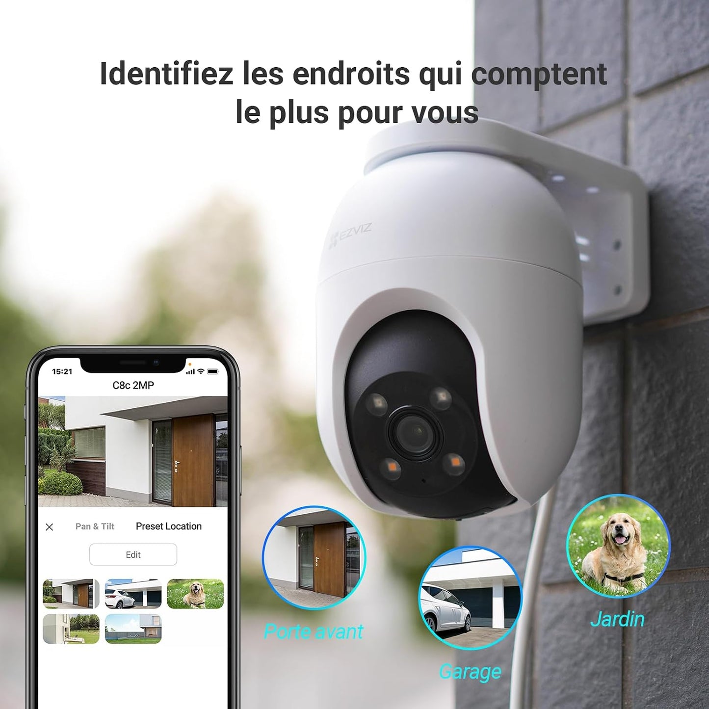 2Pack Caméra De Surveillance Extérieur Wifi À 360° C8C 2MP | Détection Humaine, Vision Nocturne En Couleur, Suivi Auto-Zoom, Audio Bidirectionnel, IP65 Etanche, Défense Active