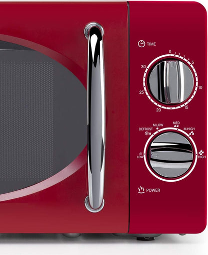 MI2020 Four À Micro-Ondes, 20 L De Capacité, 6 Niveaux De Fonctionnement, Minuterie Jusqu’À 30 Min, Modèle Vintage, 700 W, Acier, Rouge