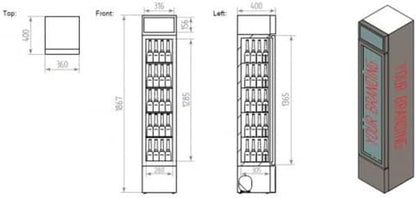 ICESHOP ARV 165 Frigo Vitrine À Boissons Armoire Réfrigérée,1 Porte Vitrée, Frigo Professionnel 160L - 360X400X1867Mm, Blanc