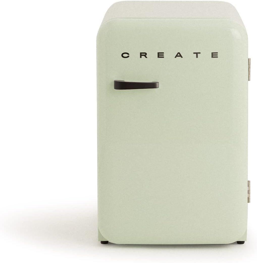 / RETRO FRIDGE 83.5 Black/Réfrigérateur Vert Avec Poignée Noire/Pratique Et Fonctionnel, Matériaux Résistants