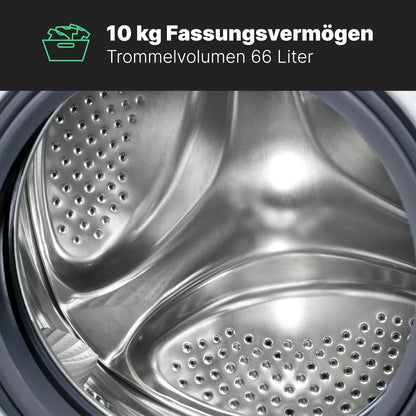 Bomann WA 7110 10Kg Frontlader Waschmaschine, 60 Cm Breit, 1400U/Min, 15 Programme, LED Display, Kindersicherung, Weiß