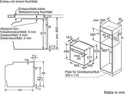 Hbg635Bb1 Série 8, Four Encastrable Électrique//A +/71 L/4D Air Chaud Plus