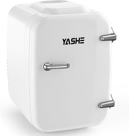 Mini Frigo De Chambre, 4 Litres/ 6 Canettes, Petit Frigo Thermoélectrique CA/CC Pour Boissons, Nourriture, Beauté, Bureau, Dortoir, Voiture, Blanc