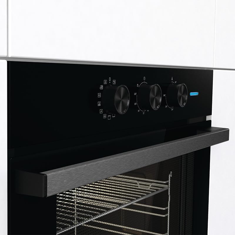 Hisense BI64111AB Four Multifonction Thermoventilé, Cavité XXL 77 Litres, 12 Fonctions De Cuisson, Nettoyage D'Eau Propre, Classe A, Préchauffage Rapide, Fonction Pizza 300 °C, Air Fry