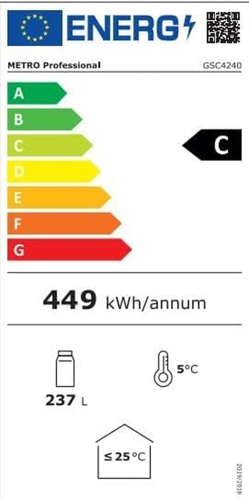 METRO Professional Réfrigérateur À Boissons GSC4240, 237 L, 54 X 54.5 X 139.5 Cm, Métal/Plastique/Verre, Refroidissement Statique, 110 W, Blanc