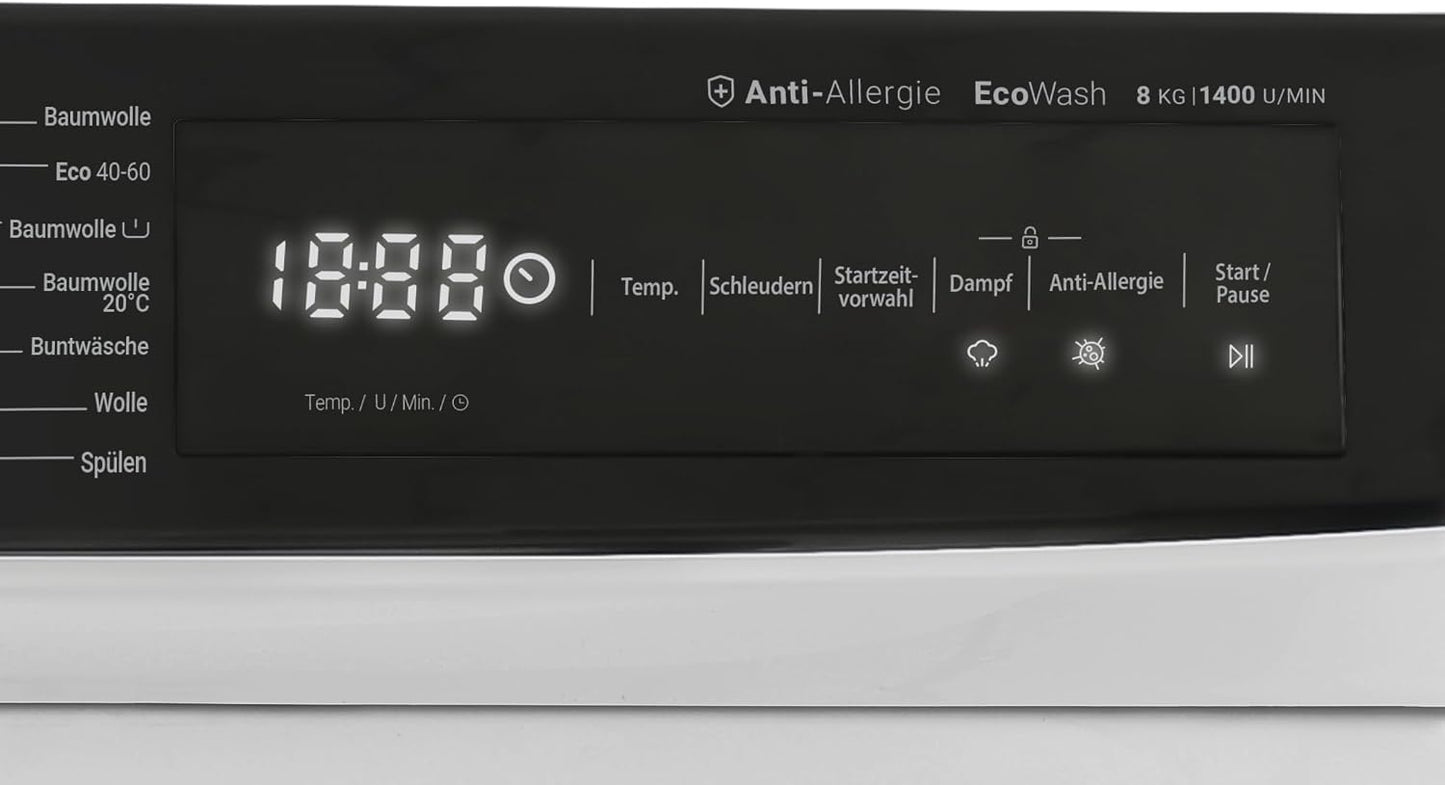 WM814TTWA1DE Machine À Laver À Chargement Frontal 8 Kg Blanc/Noir