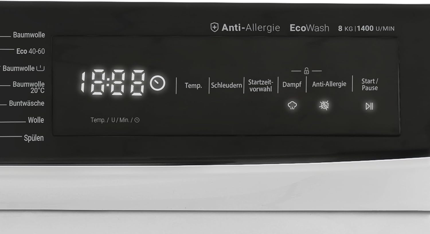 WM814TTWA1DE Machine À Laver À Chargement Frontal 8 Kg Blanc/Noir