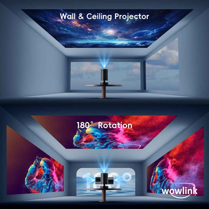 [Apps Intégrées & 2026 Upgraded] Vidéoprojecteur Avec Wifi 6 Et Bluetooth | Projecteur Supporte 4K 1080P Auto Keystone Rotation 180° Compatibile Avec HDMI/TV Stick/Memory Stick/Laptop, Noir