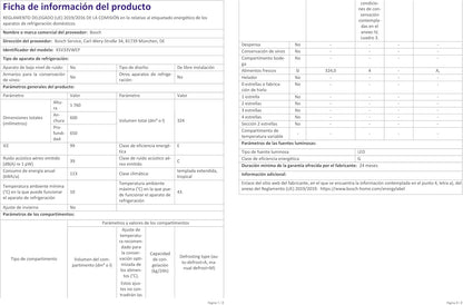 Réfrigérateurs Combinés 267L Froid Statique  54.1Cm E, KIV86VSE0