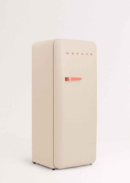 / RETRO FRIDGE 150 Brique/Réfrigérateur Sable Avec Poignée Brique Et Congélateur 281L / 102W, Faible Consommation, 150 Cm, 3 Étagères, Régulateur De Température, 60X60X150 Cm