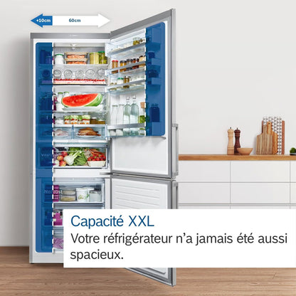 KGV58VLEAS, Série 4, Réfrigérateur Congélateur, Pose Libre, 191 X 70 Cm, 377 L / 126 L, Inox