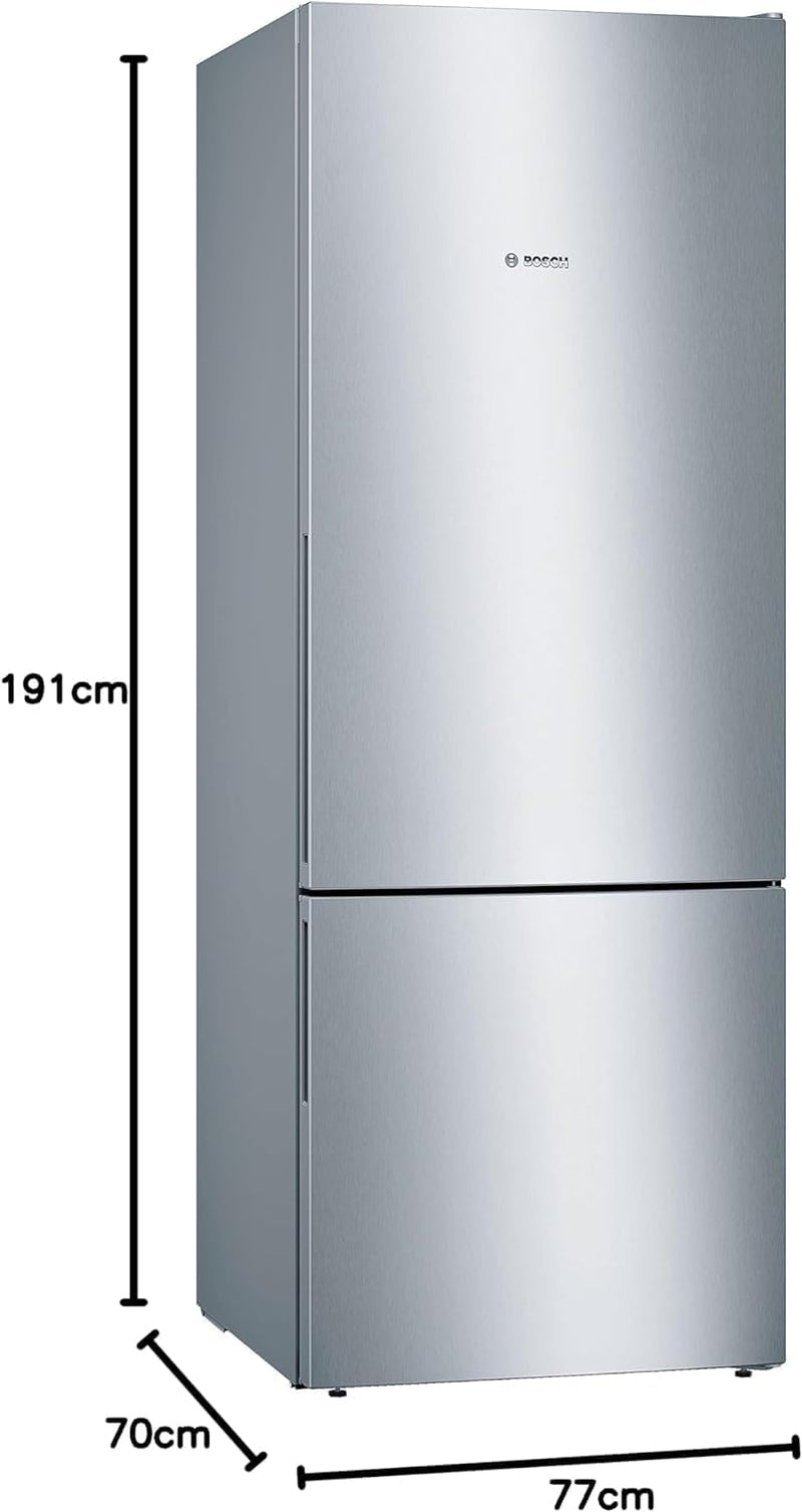 KGV58VLEAS, Série 4, Réfrigérateur Congélateur, Pose Libre, 191 X 70 Cm, 377 L / 126 L, Inox