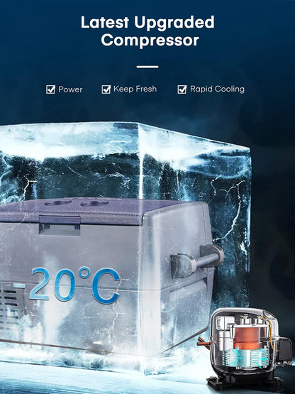 Glacière Electrique Portable, Réfrigérateur À Compresseur 45L, Camping Congélateur(-20℃~+20℃), Porte Amovible, 12/24V DC Et 220-240V AC, Pour Voiture, Camion, Bateau, Véhicules, Camping, Gris