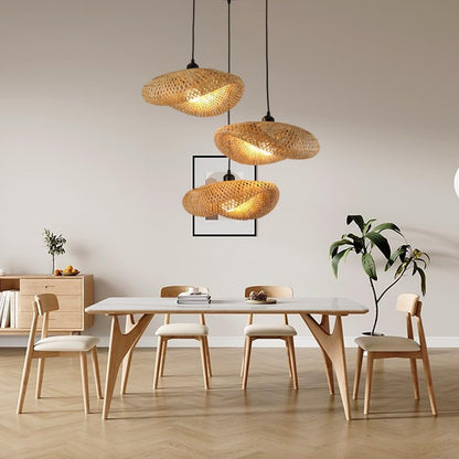 Luminaire Plafonnier Rétro Boho 3 Lumières Lustre Abat-Jour En Rotin Naturel Lampe Suspendue E27 Suspension Luminaire Suspendu Avec Abat-Jour En Osier Pour Cuisine Salon Café Luminaire En Rotin