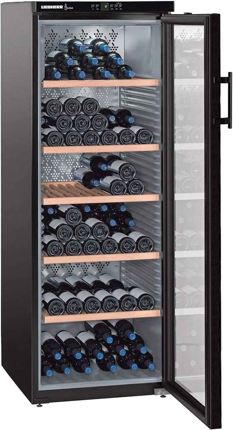 Cave De Vieillissement  WKB4212 - Cave De Vieillissement- Capacité : 200 Bouteilles - Air Brassé - Humide - Noir - Porte Vitrée - 6 Clayettes Bois - Classe A