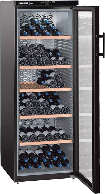 Cave De Vieillissement  WKB4212 - Cave De Vieillissement- Capacité : 200 Bouteilles - Air Brassé - Humide - Noir - Porte Vitrée - 6 Clayettes Bois - Classe A