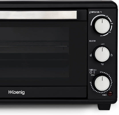 Mini Four 25L Electrique FO25 Posable Compact Multifonction Performant 1500W Programmable 4 Modes De Cuisson, 230°,Minuteur 60 Min, Porte En Verre, Lèchefrite Avec Pince, Grille De Cuisson