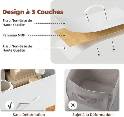 Commode De Rangement Pour Chambre À 9 Tiroirs En Tissu, Blanc | Meuble De Rangement Chambre 30P X 100L X 99H, Cadre En Acier Robuste, Dessus Étanche, Salon, Couloir, Entrée