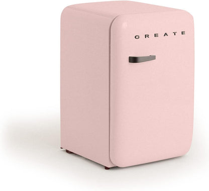 / RETRO FRIDGE 83.5 Black/Réfrigérateur Rose Avec Poignée Noire/Pratique Et Fonctionnel, Matériaux Résistants