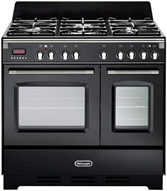 De Longhi MEM 965T NN ED Cuisinière À Gaz 5 Feux + 2 Fours Électriques Ventilés, 90 X 60 Cm, Couleur Anthracite, Ligne Mastercook