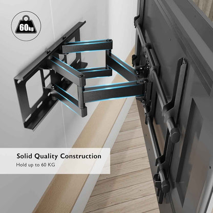 Support Mural TV À Double Bras, 32-84 Pouces, Charge 60 Kg | VESA Max 600X400Mm, Inclinaison Et Pivotement Réglables, Pour LCD LED Téléviseurs Plats Ou Incurvés