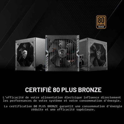 MSI MAG A650BN Alimentation ATX, 80 plus Bronze | 650W, Rail Unique 12V, Circuit DC Vers DC, Ventilateur 120Mm, Garantie 5 Ans