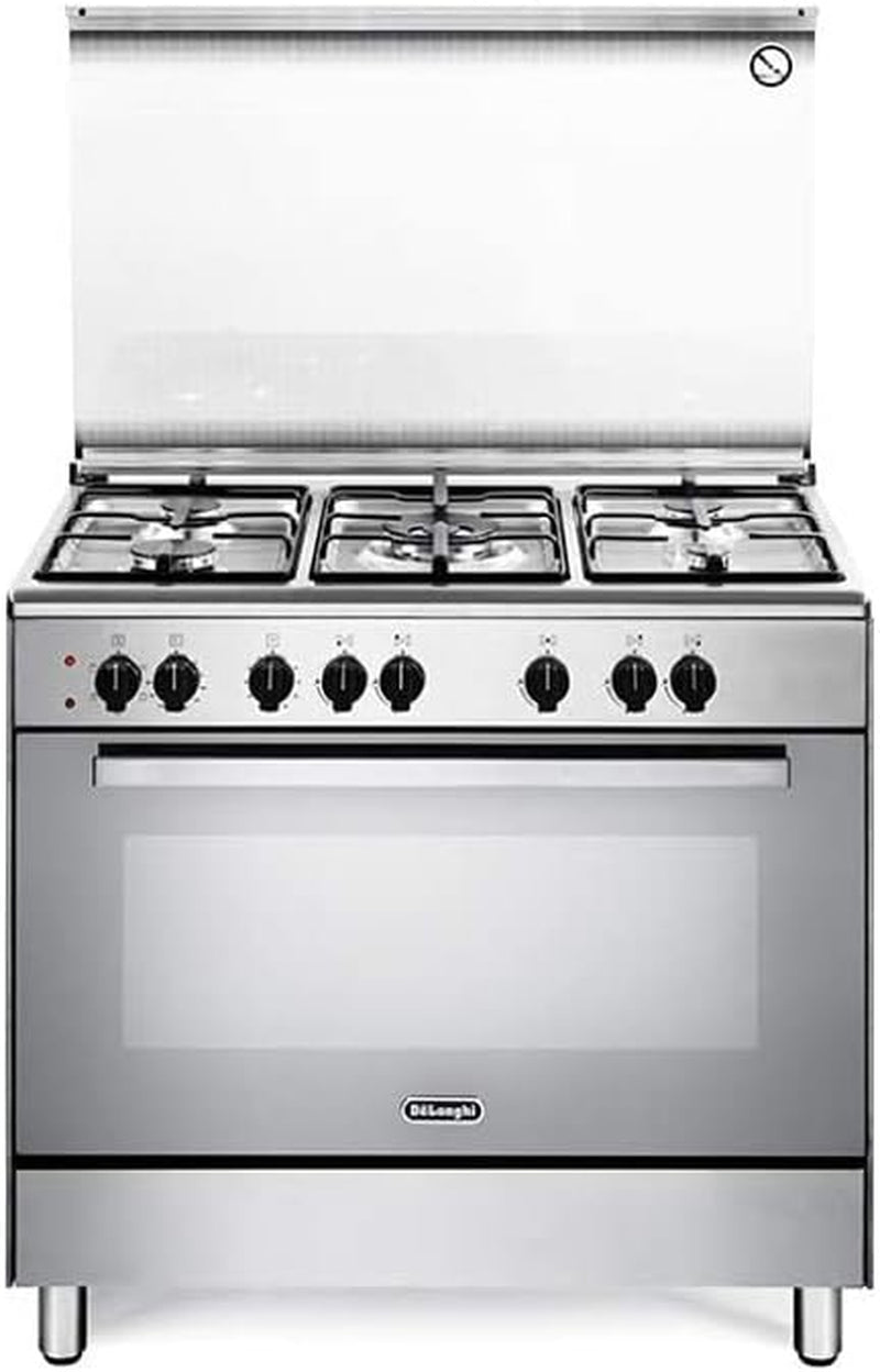 De Longhi Cuisine Électrique DEMX96ED 5 Feux À Gaz Four Électrique Multifonction Ventilé Classe a Dimensions 90 X 60 Cm Couleur Inox