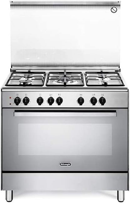 De Longhi Cuisine Électrique DEMX96ED 5 Feux À Gaz Four Électrique Multifonction Ventilé Classe a Dimensions 90 X 60 Cm Couleur Inox