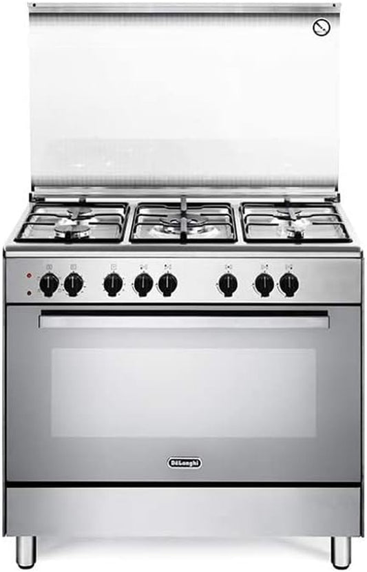 De Longhi Cuisine Électrique DEMX96ED 5 Feux À Gaz Four Électrique Multifonction Ventilé Classe a Dimensions 90 X 60 Cm Couleur Inox