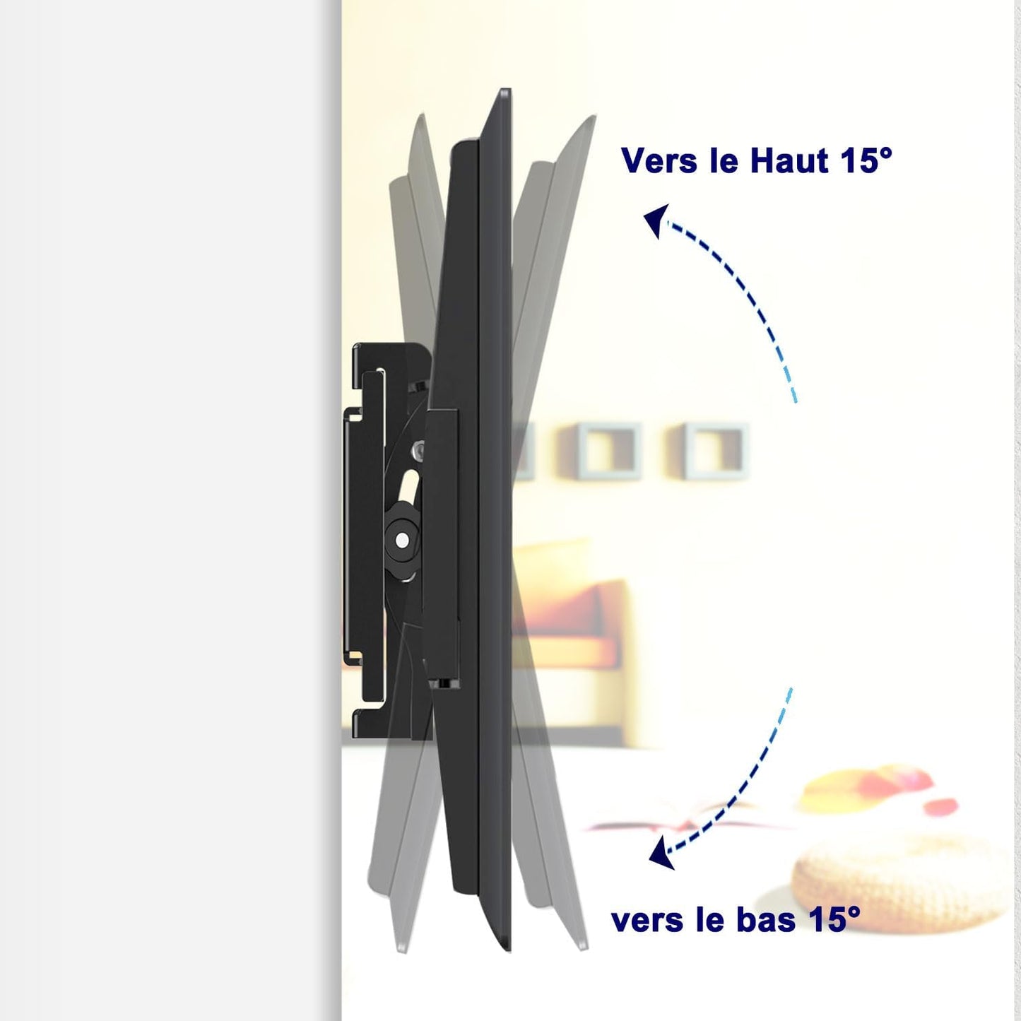Support Mural TV Grande Taille Inclinable Pour La Plupart 42 À 85", VESA Jusqu’À 700X500Mm Et Charge Maximale 84KG, 55 58 60 65 70 75 80 Pouces Réglable Rack Mural Pour Tv,Fixation Mural TV