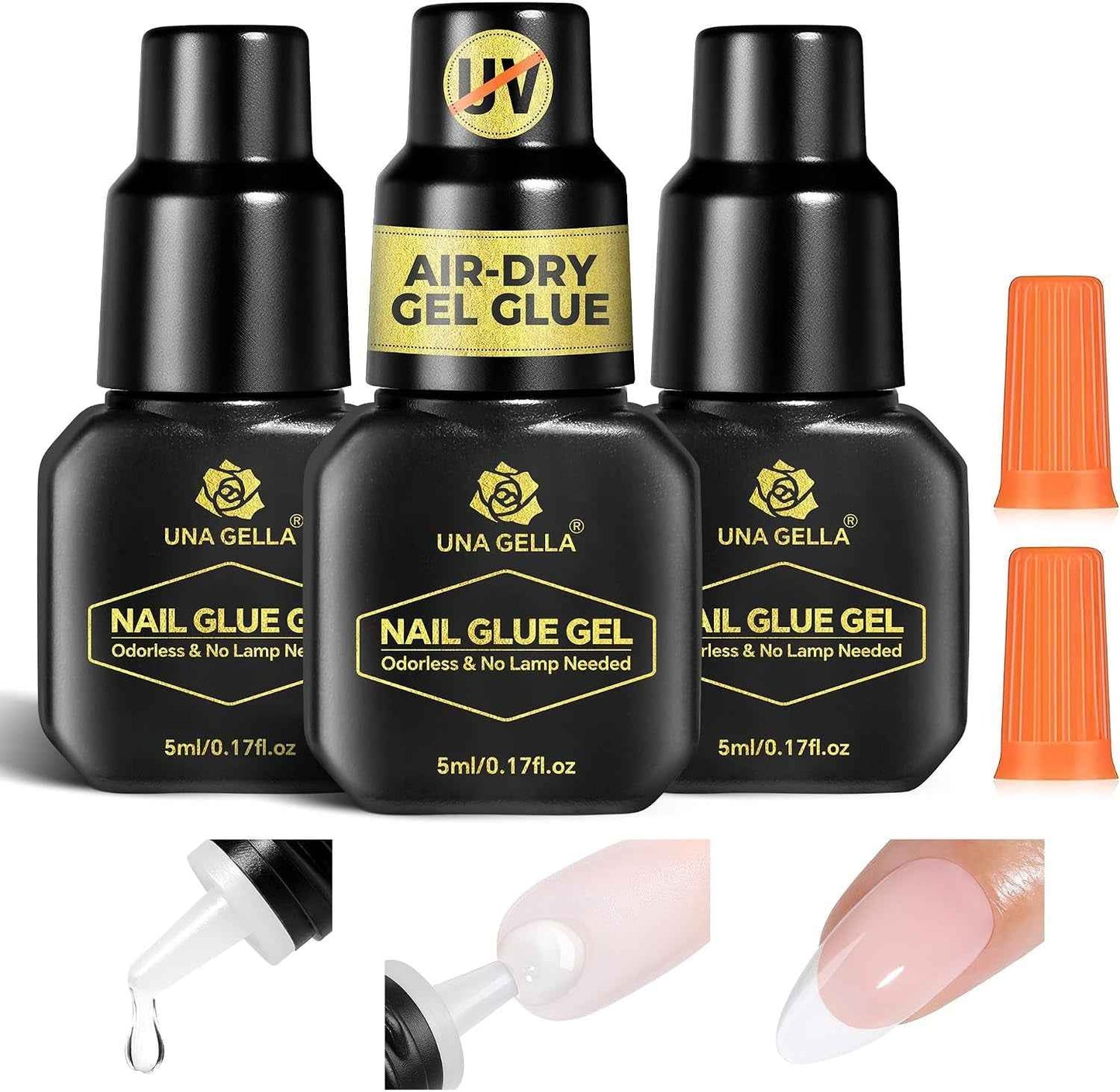 Colle À Ongles Pour Ongles Press on Nails : Séchage Rapide En 10 Secondes, Pas Besoin De Lampe UV, Colle Gel 3 × 5 Ml, Super Forte Pour Faux Ongles, Faux Ongles Et Ongles En Acrylique