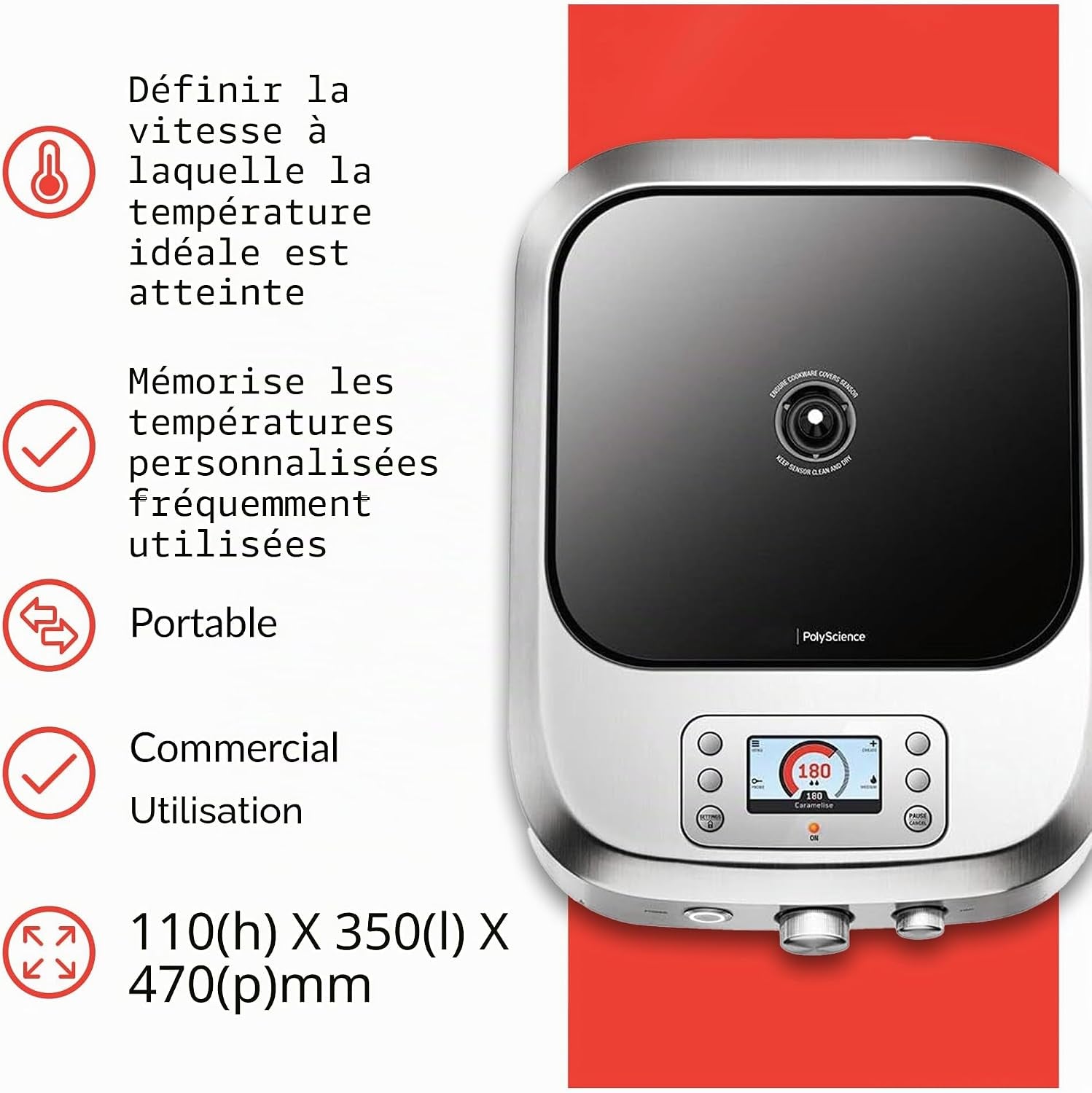 the Control Freak Plaque De Cuisson À Induction, 2400 W, En Acier Inoxydable