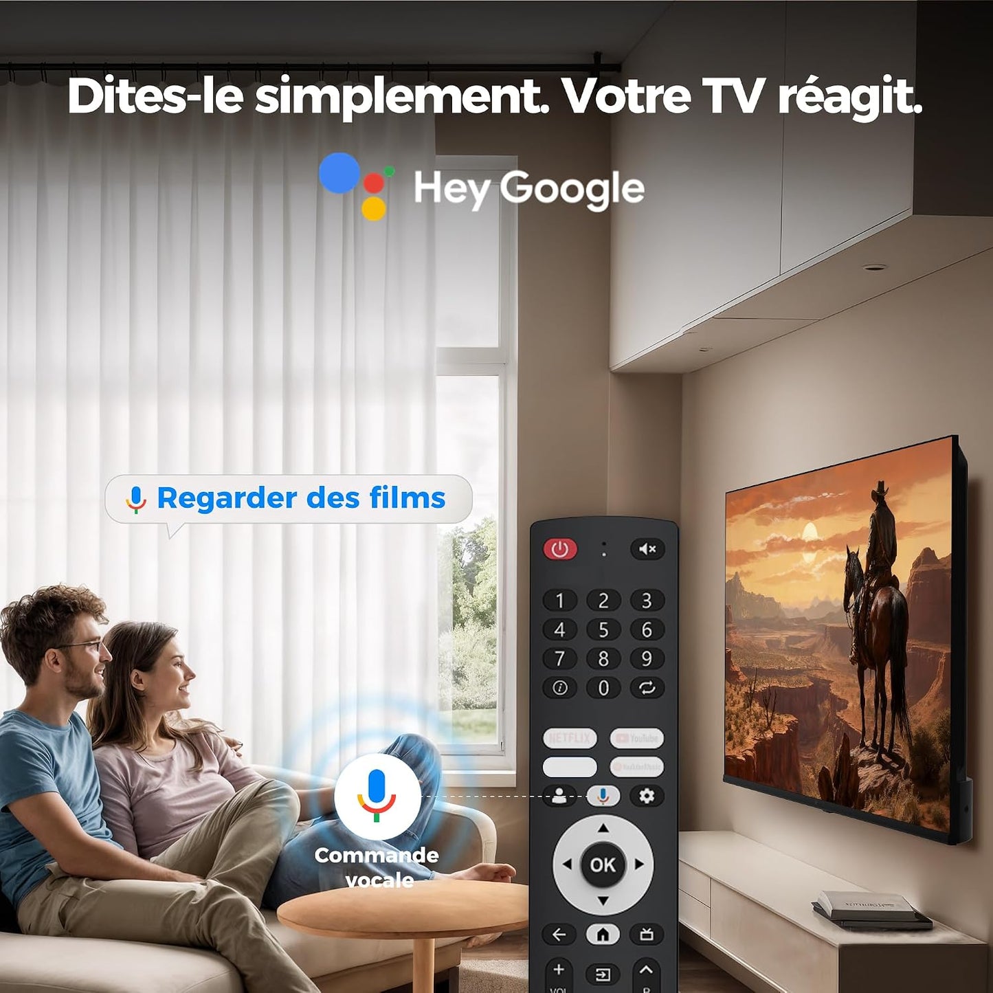 Smart TV 43 Pouces Téléviseur 4K UHD Google TV Écran Plat 60Hz MEMC | Image 4K HDR10, Dolby Vision, Son Immersif Dolby Atmos, Technologie MEMC Fluide, Chromecast Intégré, Google TV
