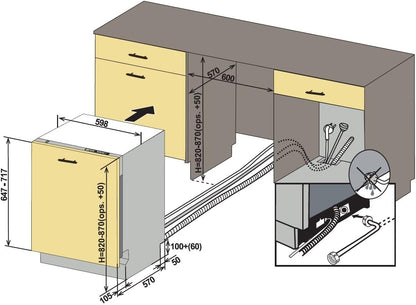 Respekta Lave-Vaisselle Entièrement Intégré 60 Cm / Lave-Vaisselle Encastré Avec Panier À Couverts / 4 Programmes / Départ Différé / 12 Couverts / GSP60VV / Silencieux 49 Db