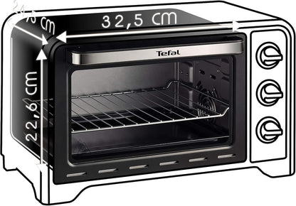 Optimo 33L Four Electrique Chaleur Tournante Noir 6 Modes De Cuisson Pain Pizza Tartes Gateaux Patisseries Grille Et Leche Frites Inclus OX464810