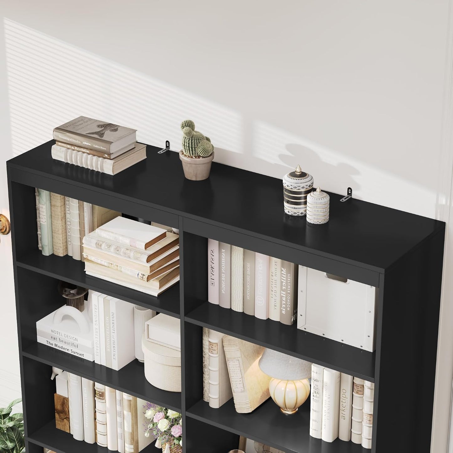 Bibliotheque 120Cm Meuble De Rangement 4 Tiroirs 9 Étagères Noire | 120X30X180 Cm, Base Surélevée, Poignées Encastrées, Grande Bibliothèque Etagere Rangement, Pour Salon Bureau Chambre