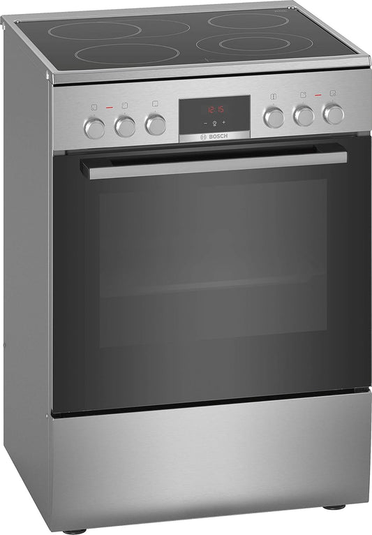 HKR39C250 Série 4 Cuisinière Électrique 60 Cm De Large, Ecoclean Direct, 3D Air Chaud Cuisson À 3 Niveaux, Contrôle De L'Écran LED, Zone De Cuisson Extensible Pour Grande Batterie De Cuisine