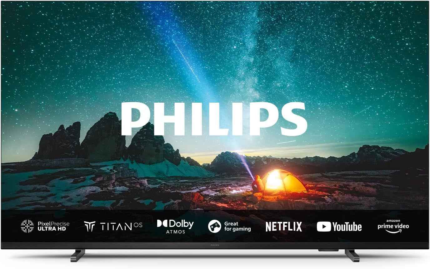 Philips 50PUS7609 Smart TV LED 4K - Écran 50 Pouces Avec Plate-Forme Pixel Precise Ultra HD Titan OS Et Son Dolby Atmos, Fonctionne Avec Alexa Et L’Assistant Vocal Google - Gris Anthracite