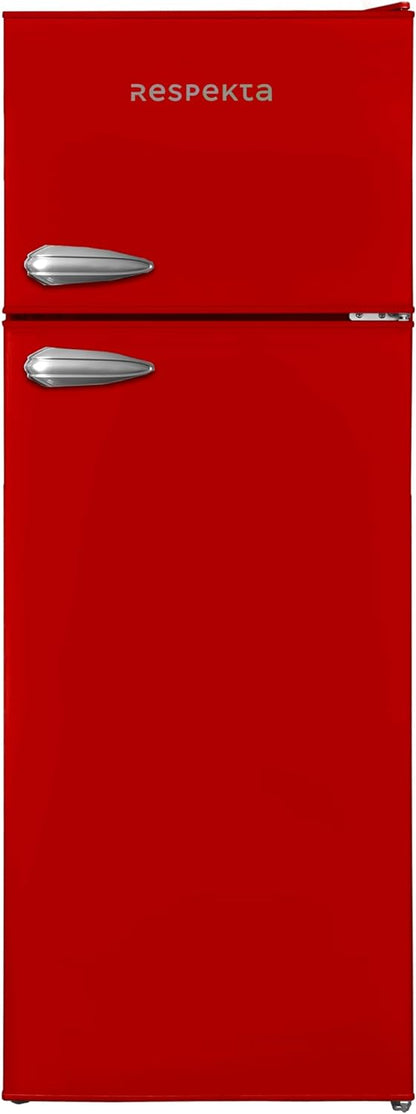 Respekta Réfrigérateur Rétro Avec Congélateur Haut / 145 X 54 Cm / 213 L / Pieds Réglables En Hauteur / Mode Hiver / Fonction Congélation Rapide / KS144VR / En Rouge
