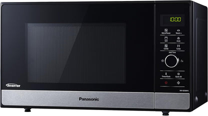 NN-GD38HSSUG Four Micro-Ondes Inverter Et Grill Avec Plateau Tournant, 23 Litres, Acier Inoxydable, 1000 W, Grill 1000 W, 17 Programmes Automatiques, Grille Métallique, Noir
