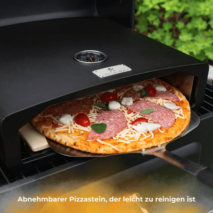 Recalma Four À Pizza En Acier Inoxydable Avec Pierre À Pizza Pour Barbecue, Four À Pizza Avec Pelle À Pizza Et Pierre À Pizza Résistante Au Feu, Barbecue À Gaz Avec Thermomètre Et Pelle À Pizza,