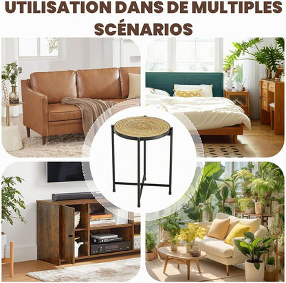 Support Rond Pour Plantes D'Extérieur - Tabouret Pour Plantes - Support De Fleurs - En Métal Noir - Banc De Fleurs - Pour Salon - Petite Table D'Appoint - Petite Table Basse - Décoration De