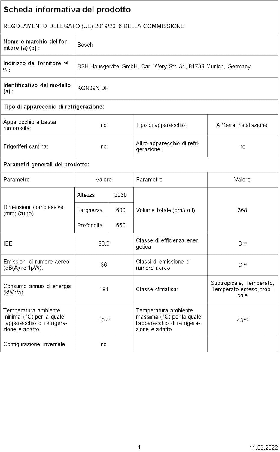 Elettrodomestici KGN39XIDP Série 4, Réfrigérateur Combi Sans Installation, 203 X 60 Cm, Acier Inoxydable, Nettoyage Facile
