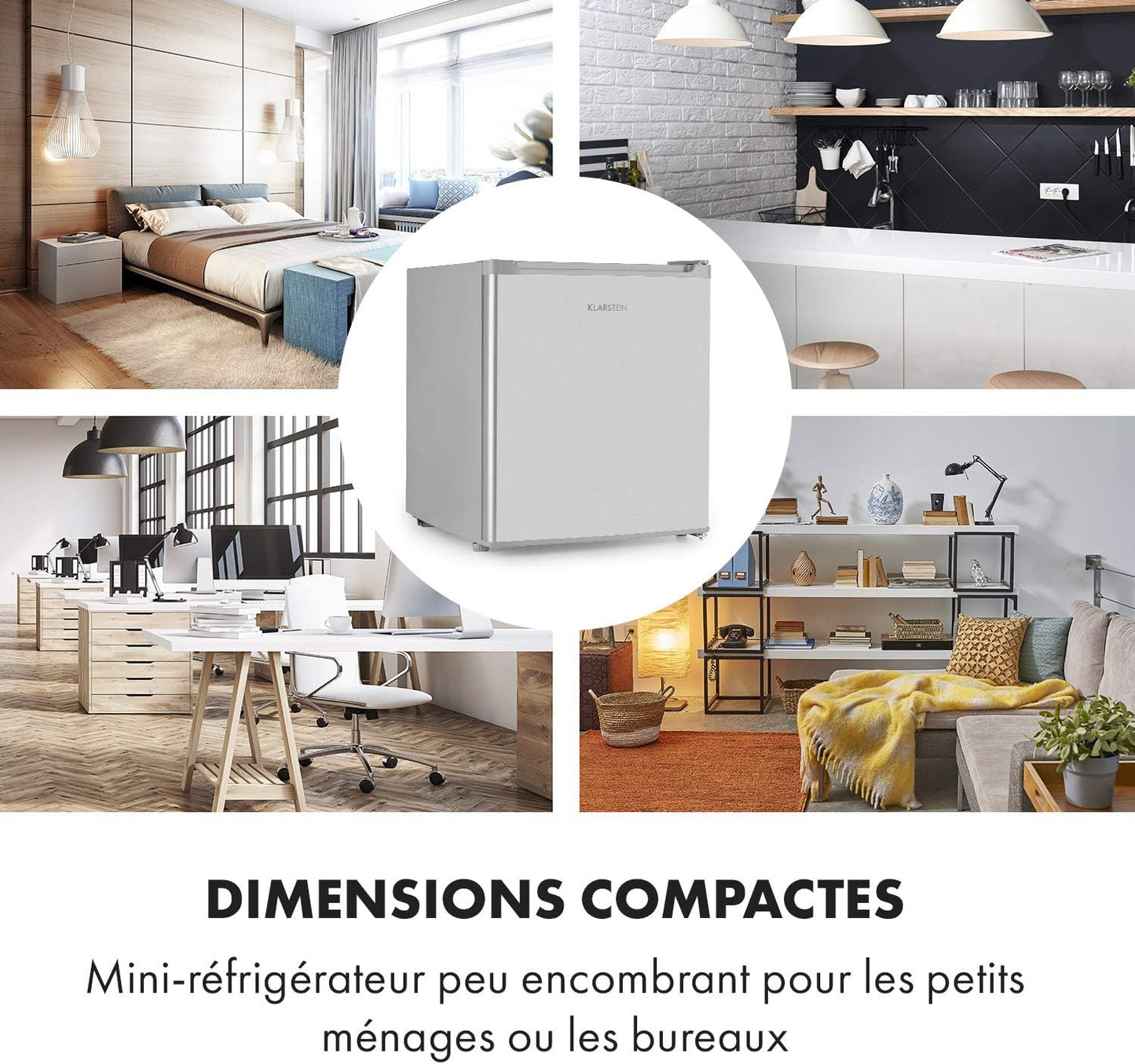 Scooby Mini Réfrigérateur - Système Ecoexcellence, CEE E, Capacité De 40L, Régulateur De Température, Étagère Amovible, Compartiment Bouteille Jusqu'À 2L, 41 Db, Argent