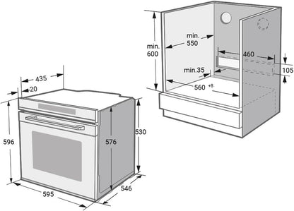Cuisinière: 60Cm Four Encastrable EB8019EDP + 77Cm Plaque Induction IND7705FZ / Pyrolyse/Fonction Pizza/Gril/Circulation De L'Air/Air Chaud/Tiroirs Télescopiques / SET80193FZ
