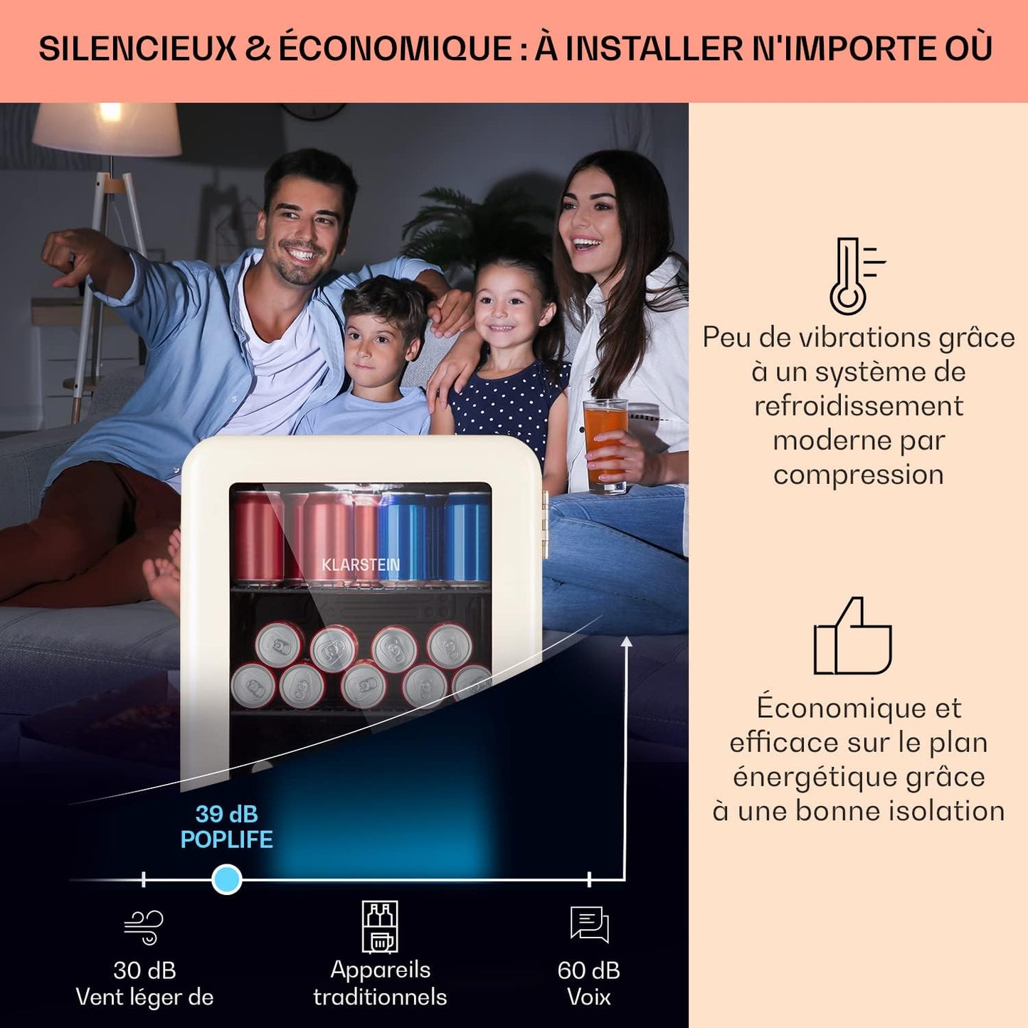 Mini Frigo De Chambre De 70L Pour Boissons Et Bieres, Petit Frigo Silencieux, Mini Bar Intérieur/Ext, Petit Refrigérateur Camping, Stockage De Vins Et Boisssons, Étagères Amovibles, 0-10°C